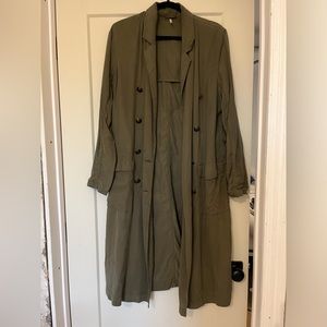Free People Viscose Army Green Trench